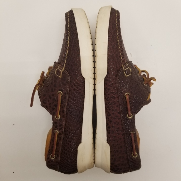 Made in Maine USA Mens Size 11D Brown Pebbled Leather Boat Shoe Slip On - Picture 4 of 12